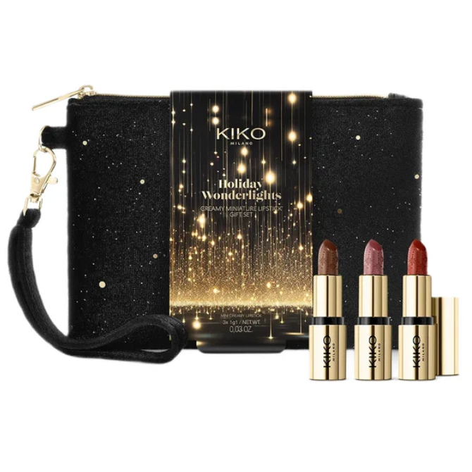 KIKO Milano Holiday Wonderlights Creamy Miniature Lipstick Gift Set gift set for lip makeup: 3 mini lipsticks with creamy finish