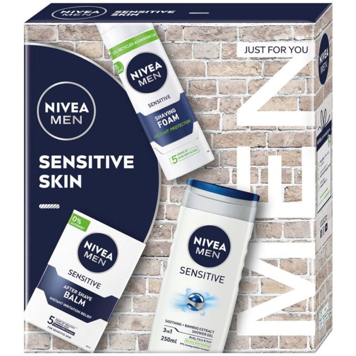 Men Sensitive Skin set 3-in-1 shower gel 250ml + soothing aftershave balm 100ml + soothing shaving foam 200ml