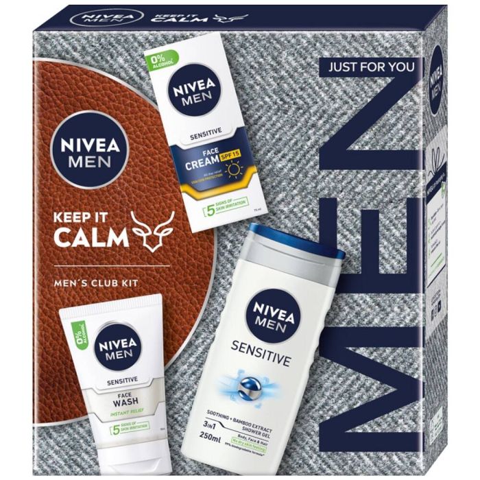 Nivea Men Keep It Calm set protective face cream 75ml + face wash gel 100ml + shower gel 3in1 250ml