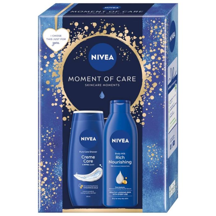 Nivea Moment Of Care shower gel 250ml + nourishing body milk 250ml