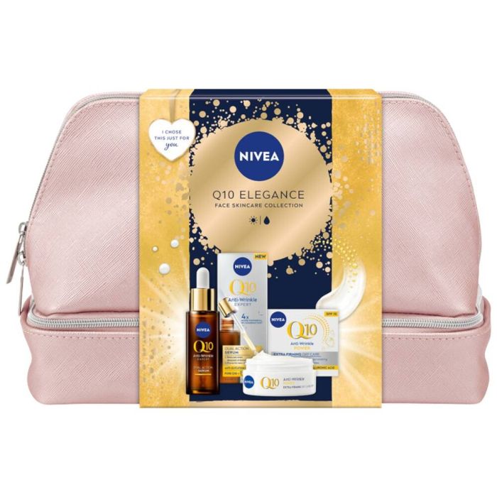 Nivea Q10 Elegance anti-wrinkle day cream 50ml + double active serum 30ml + cosmetic bag