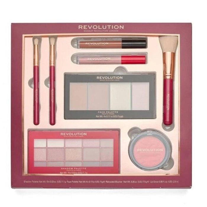 Revloution Reloaded Collection set shadow palette + blush + gloss x2 + shadow brush x2 + contouring brush + contouring palette