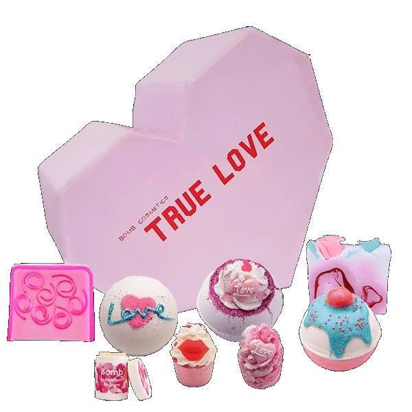 True Love Gift Box cosmetics set Sparkling Ball 3pcs + Glycerin Soap 2pcs + Butter Cupcake 2pcs + Lip balm 1pcs