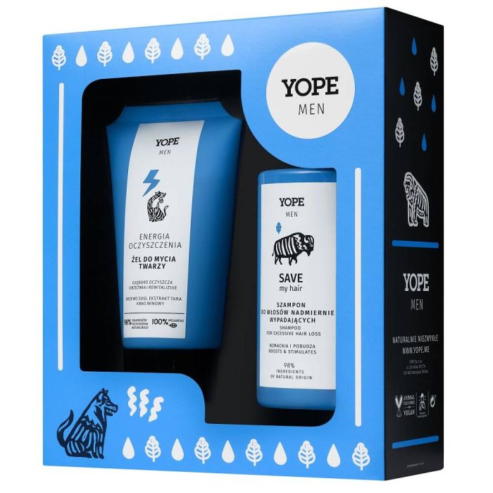 YOPE Men Wood face wash gel 150ml + hair shampoo 300ml